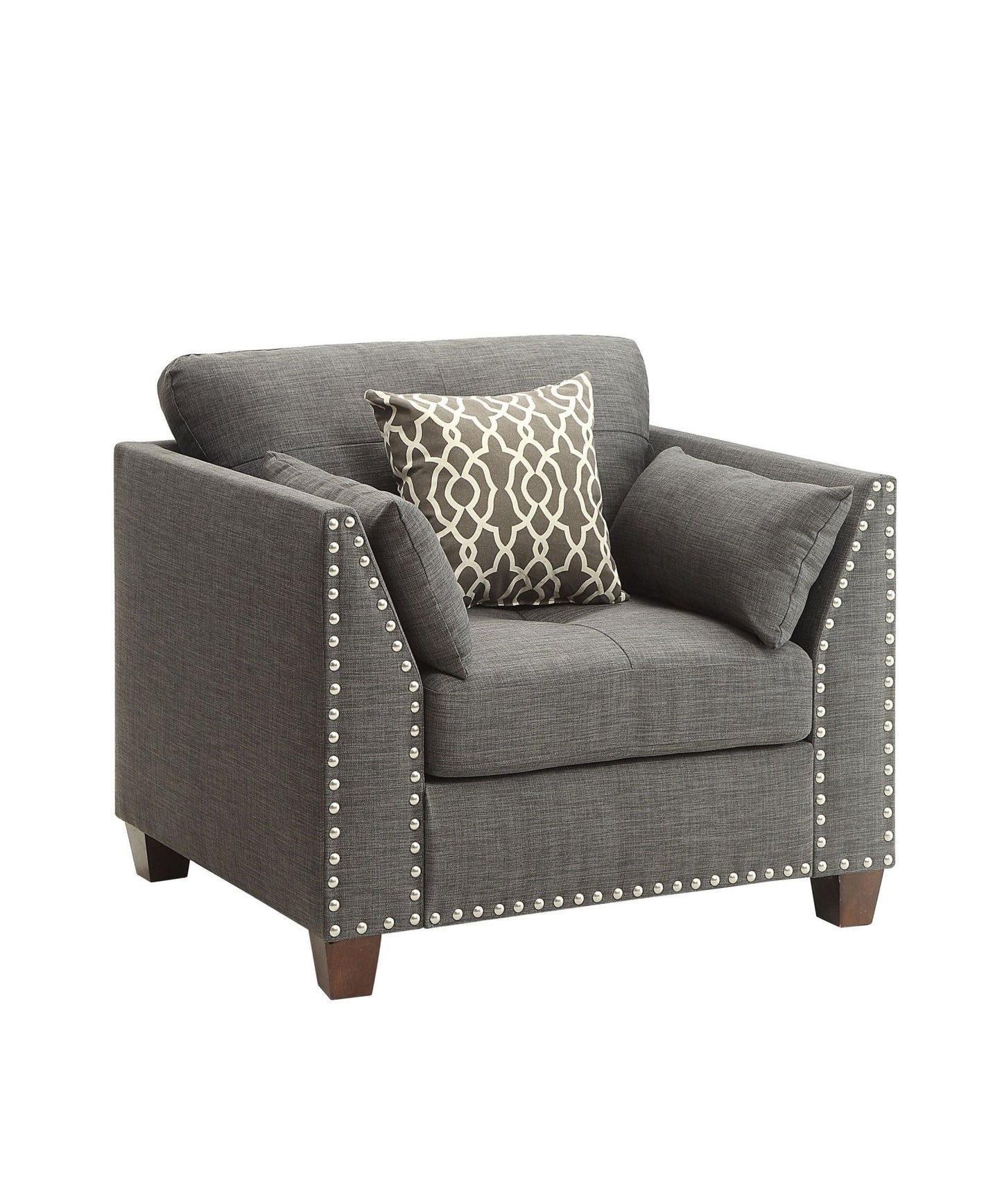 Laurissa Light Charcoal Linen Chair W/3 Pillows - 1st Choice Furniture Direct