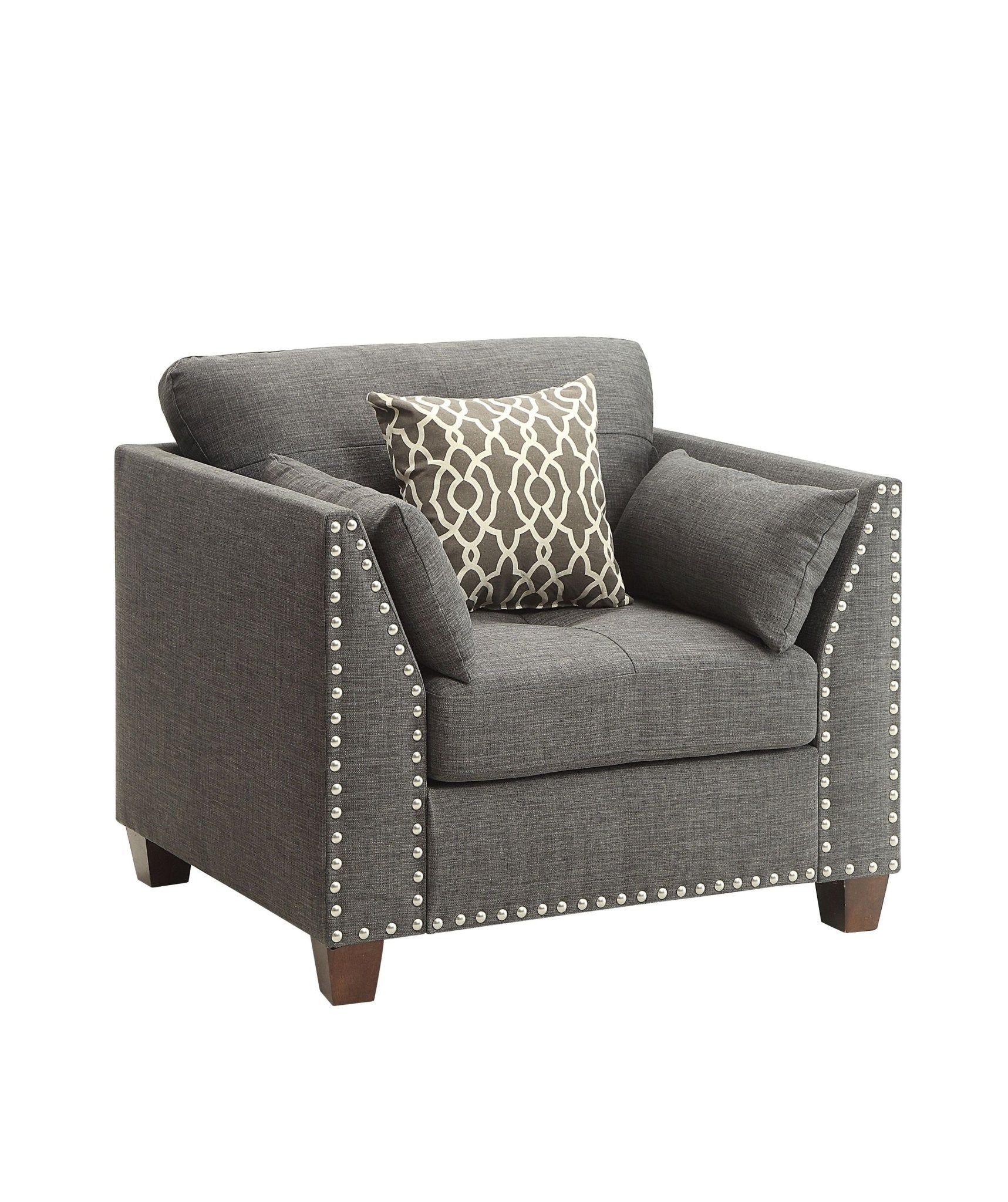 Laurissa Light Charcoal Linen Chair W/3 Pillows - 1st Choice Furniture Direct