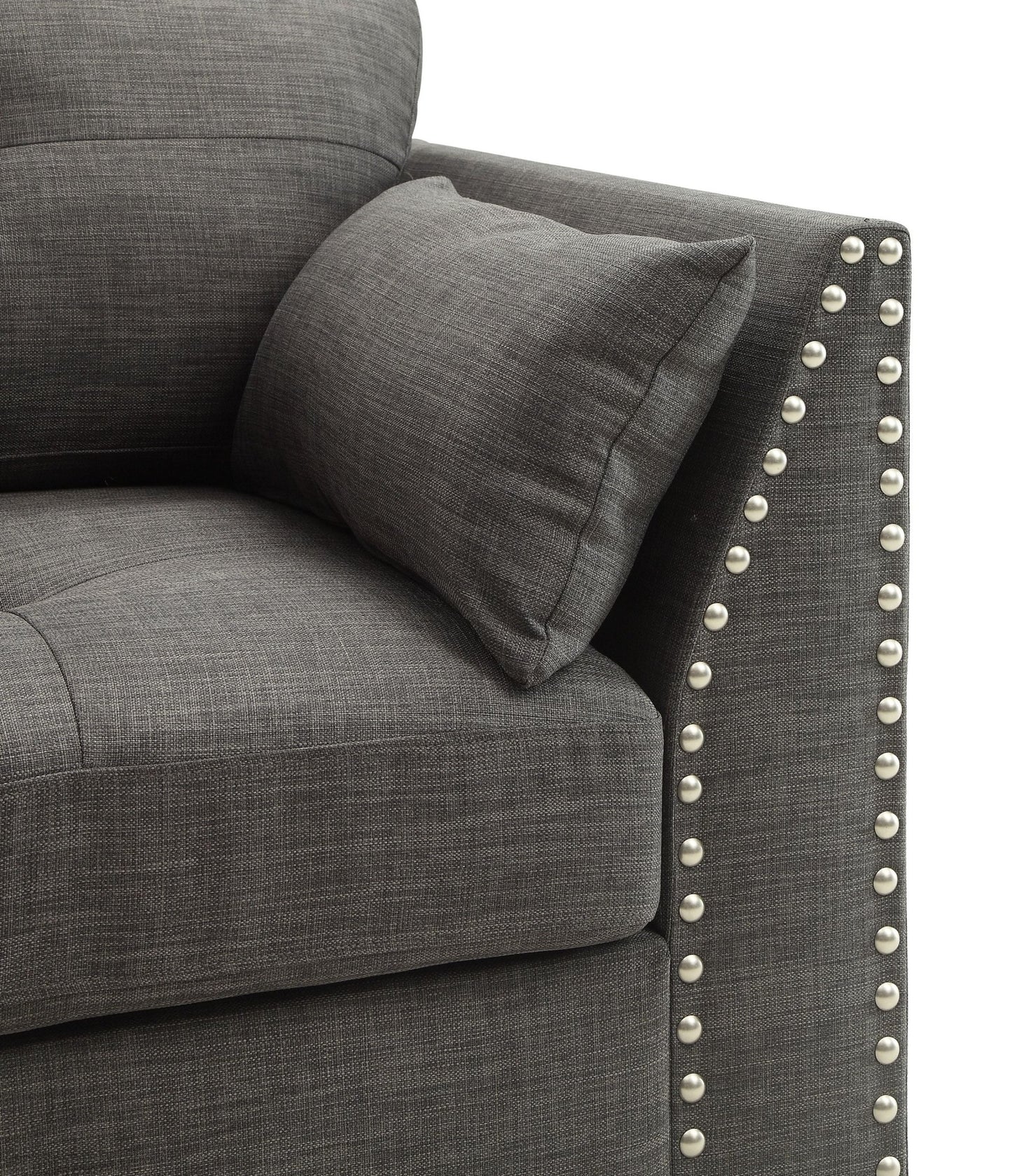 Laurissa Light Charcoal Linen Chair W/3 Pillows - 1st Choice Furniture Direct