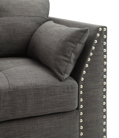 Laurissa Light Charcoal Linen Chair W/3 Pillows - 1st Choice Furniture Direct