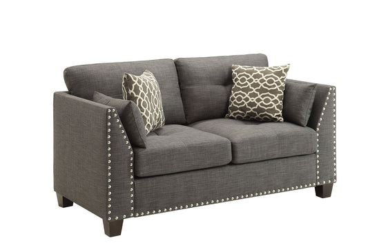 Laurissa Light Charcoal Linen Loveseat W/4 Pillows - 1st Choice Furniture Direct