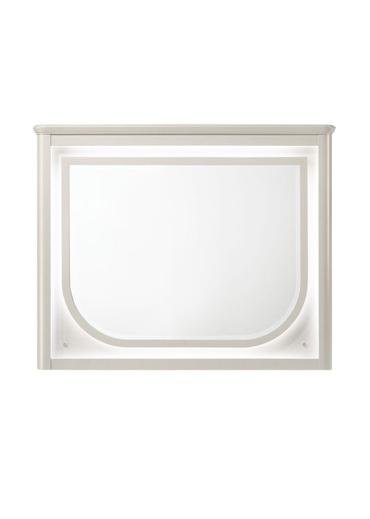 Laveda Pearl White Finish Mirror w/LED - 1st Choice Furniture Direct