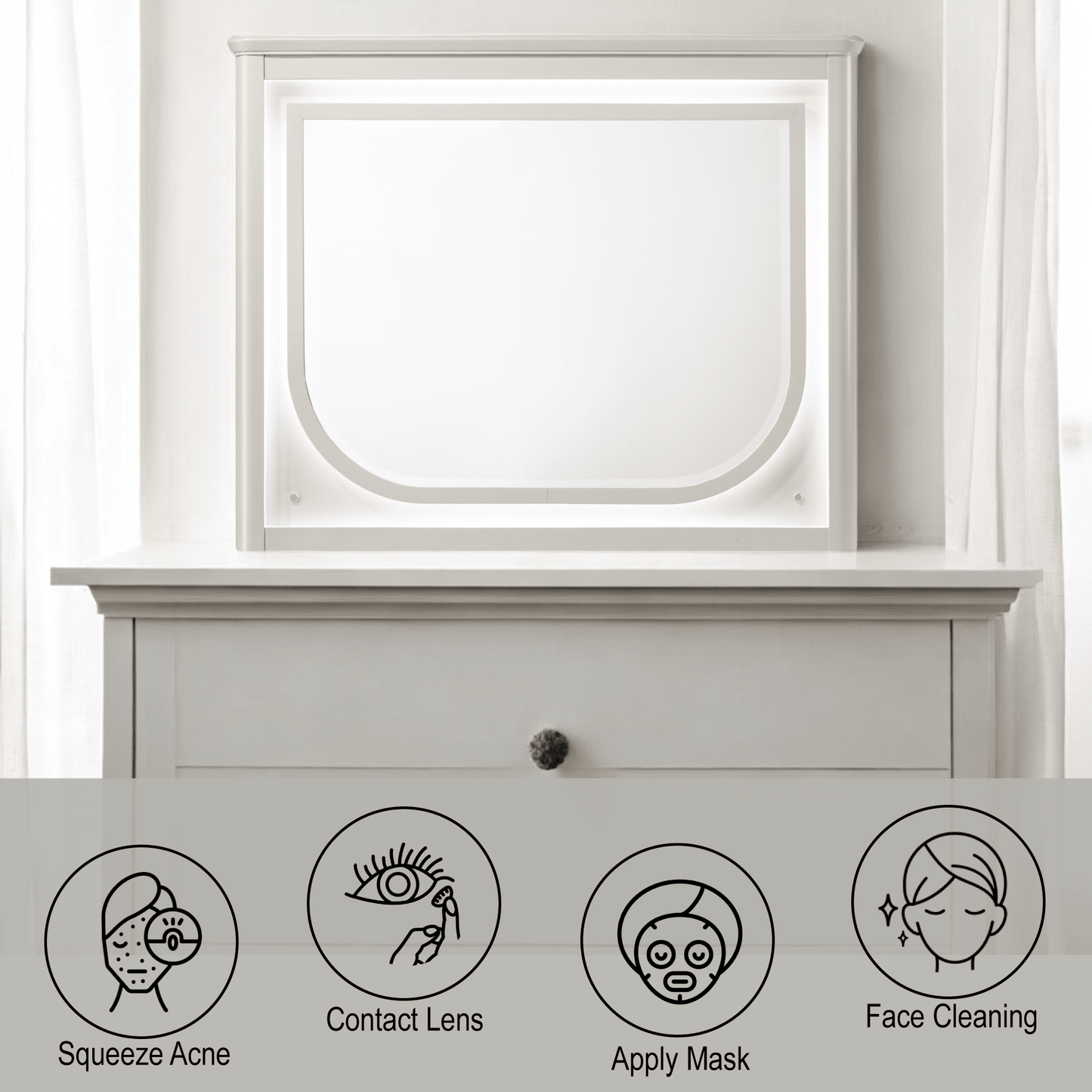 Laveda Pearl White Finish Mirror w/LED - 1st Choice Furniture Direct