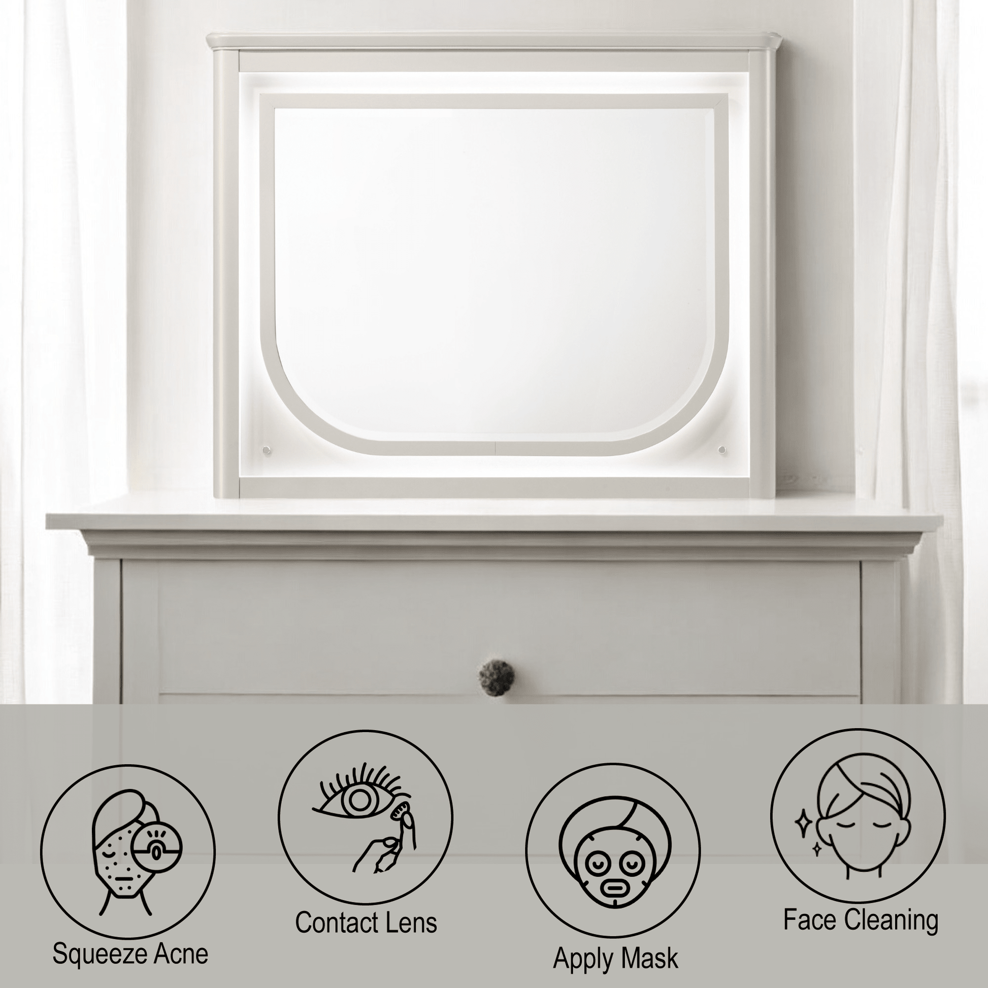 Laveda Pearl White Finish Mirror w/LED - 1st Choice Furniture Direct