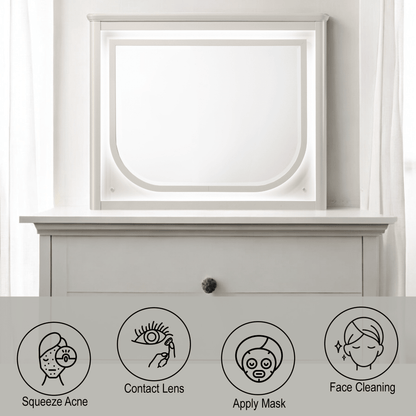 Laveda Pearl White Finish Mirror w/LED - 1st Choice Furniture Direct
