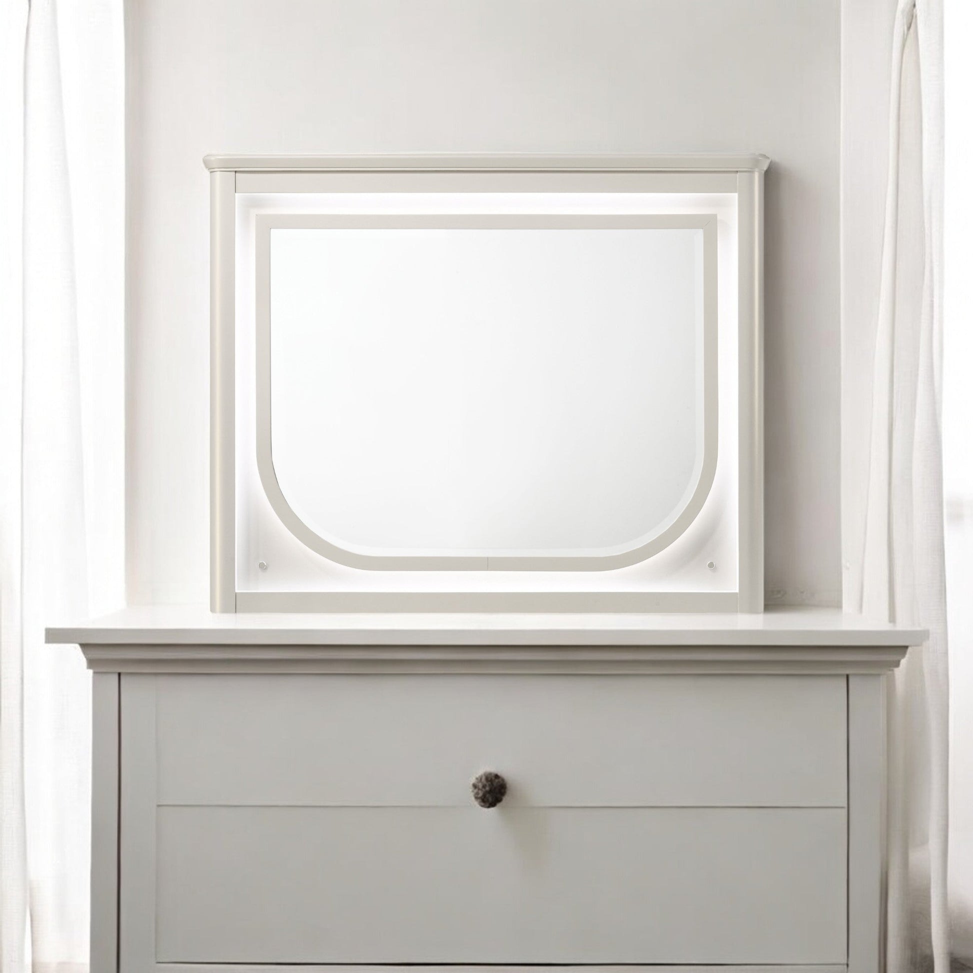 Laveda Pearl White Finish Mirror w/LED - 1st Choice Furniture Direct