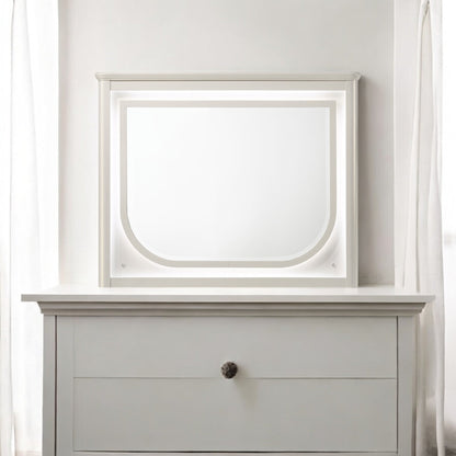 Laveda Pearl White Finish Mirror w/LED - 1st Choice Furniture Direct
