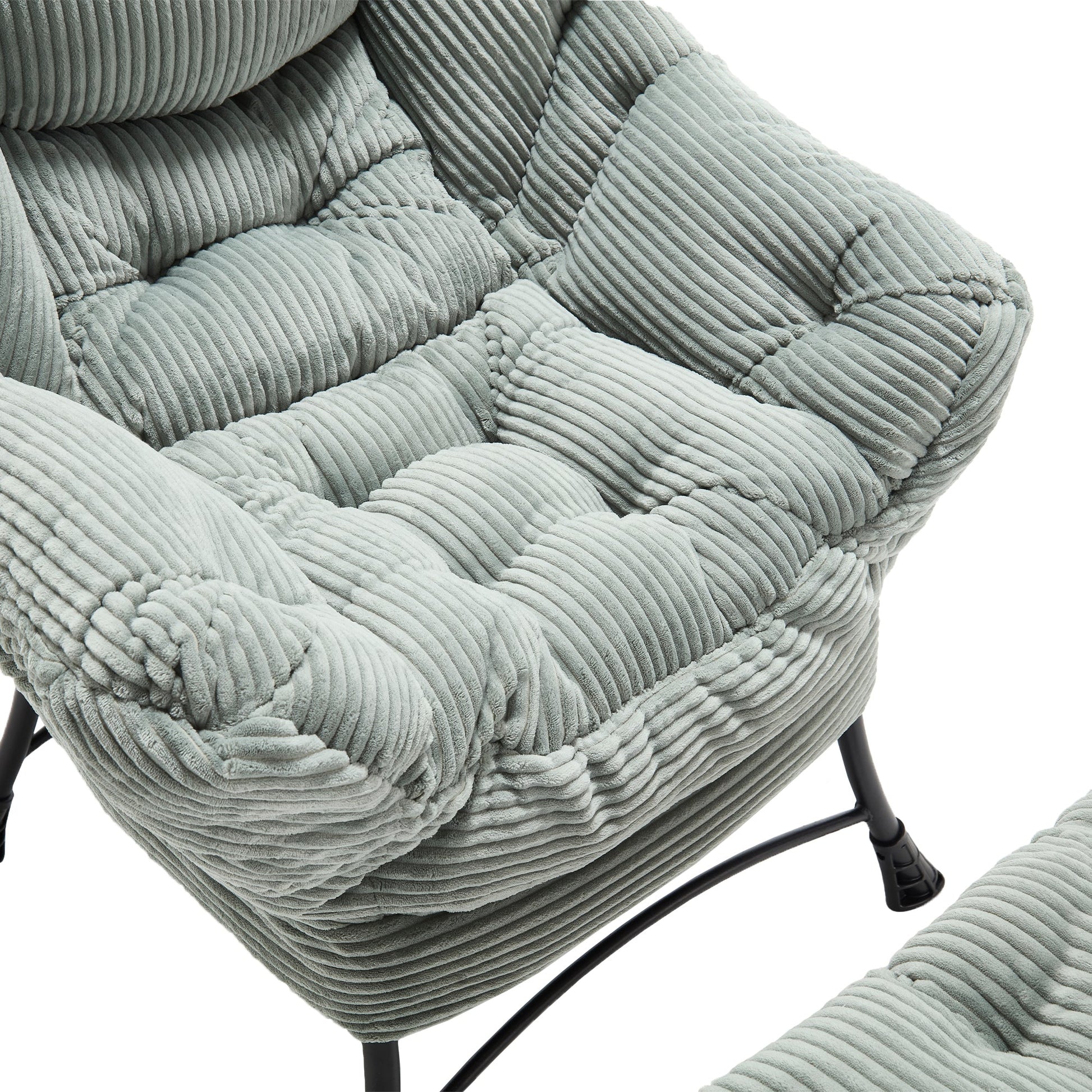Lazy Chair with Ottoman, Modern Lounge Accent Chair with Armrests and a Side Pocket, Leisure Upholstered Sofa Chair Reading Chair with Footrest for Small Space, Corner Chair - Light green - 1st Choice Furniture Direct