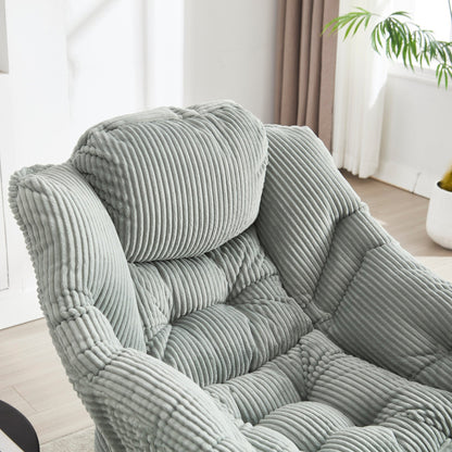 Lazy Chair with Ottoman, Modern Lounge Accent Chair with Armrests and a Side Pocket, Leisure Upholstered Sofa Chair Reading Chair with Footrest for Small Space, Corner Chair - Light green - 1st Choice Furniture Direct