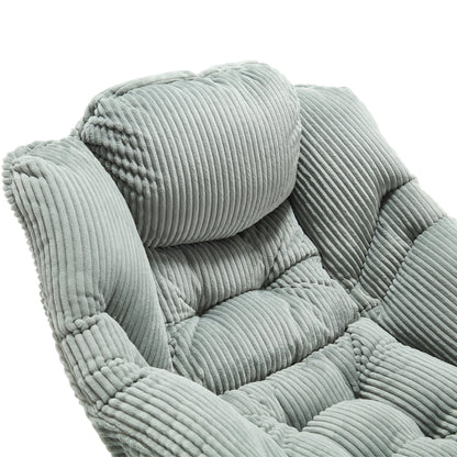 Lazy Chair with Ottoman, Modern Lounge Accent Chair with Armrests and a Side Pocket, Leisure Upholstered Sofa Chair Reading Chair with Footrest for Small Space, Corner Chair - Light green - 1st Choice Furniture Direct