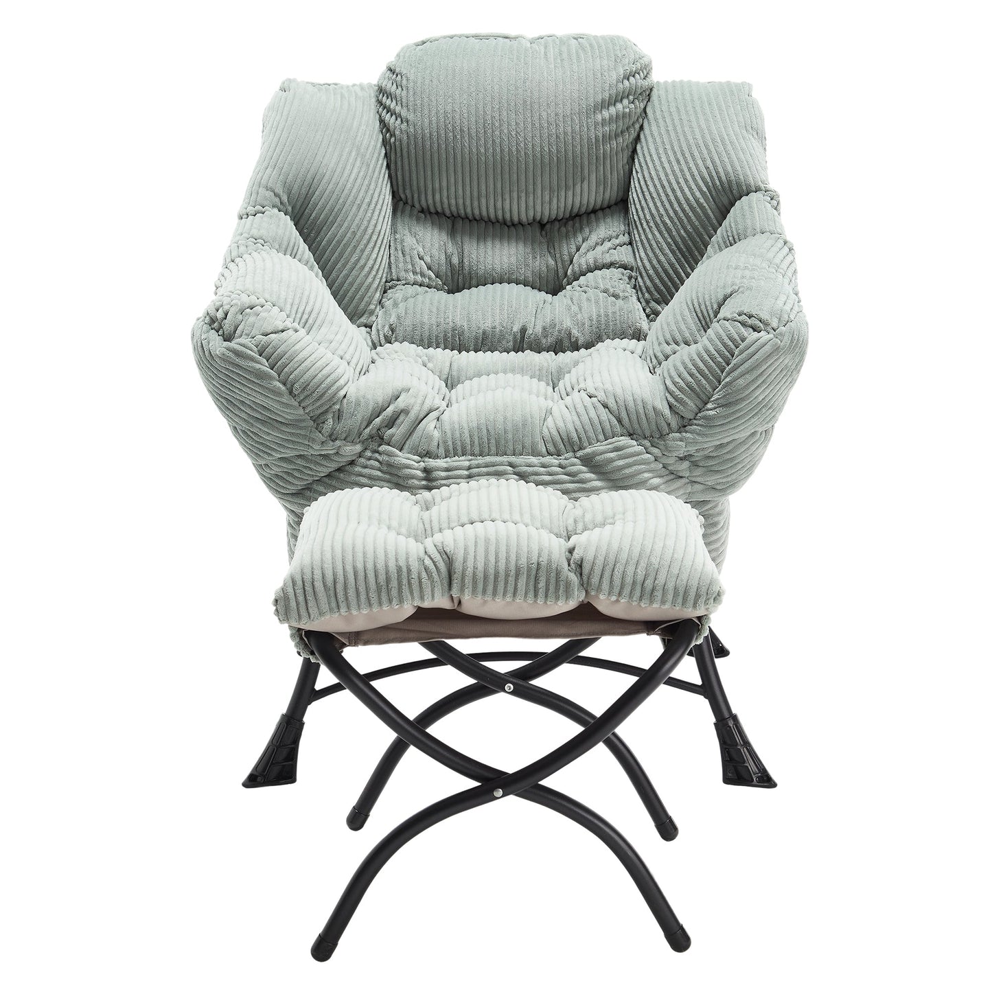 Lazy Chair with Ottoman, Modern Lounge Accent Chair with Armrests and a Side Pocket, Leisure Upholstered Sofa Chair Reading Chair with Footrest for Small Space, Corner Chair - Light green - 1st Choice Furniture Direct