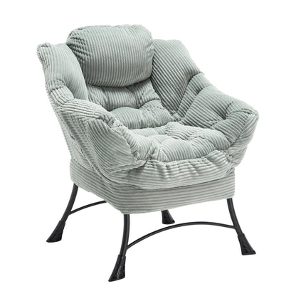 Lazy Chair with Ottoman, Modern Lounge Accent Chair with Armrests and a Side Pocket, Leisure Upholstered Sofa Chair Reading Chair with Footrest for Small Space, Corner Chair - Light green - 1st Choice Furniture Direct