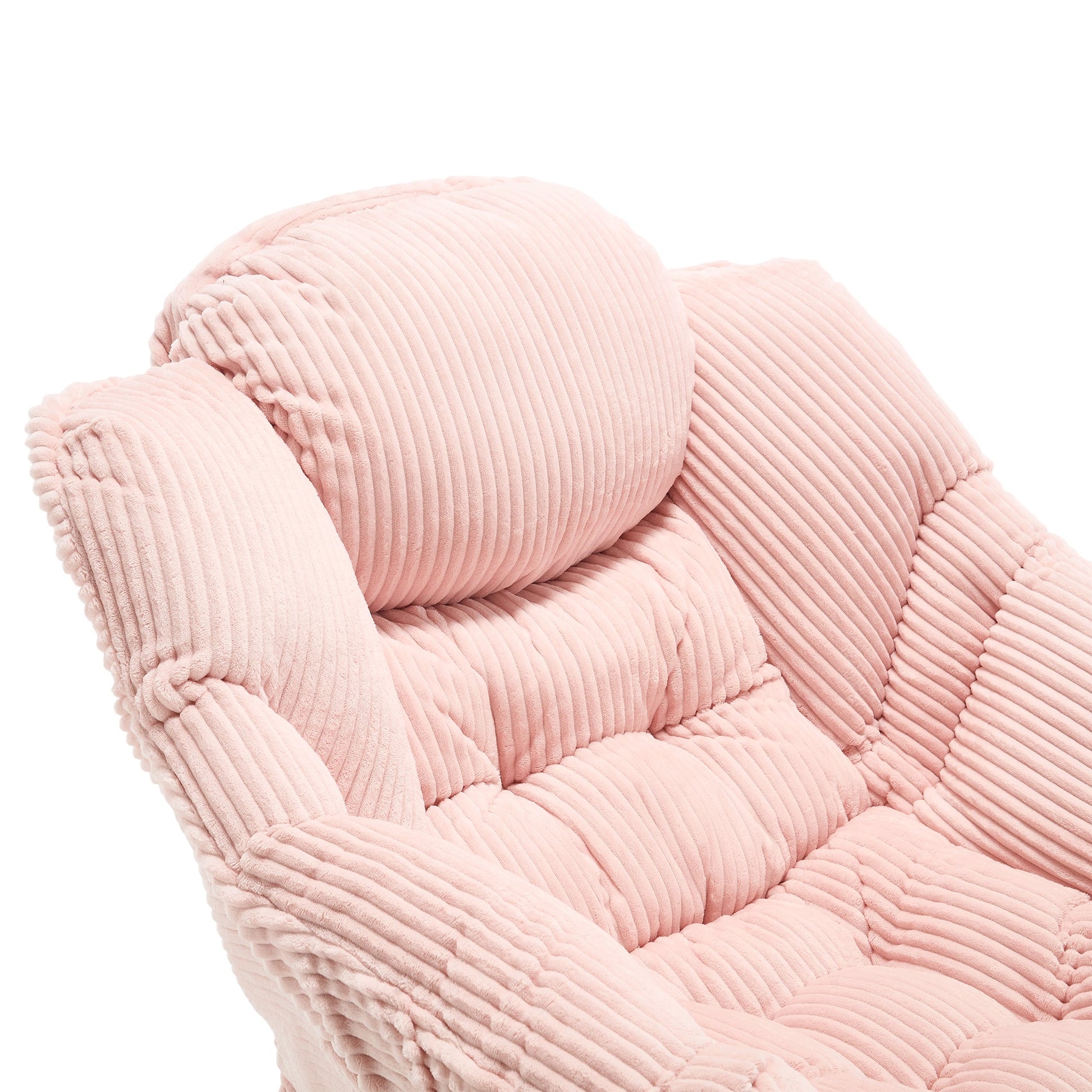 Lazy Chair with Ottoman, Modern Lounge Accent Chair with Armrests and a Side Pocket, Leisure Upholstered Sofa Chair Reading Chair with Footrest for Small Space, Corner Chair - Pink - 1st Choice Furniture Direct