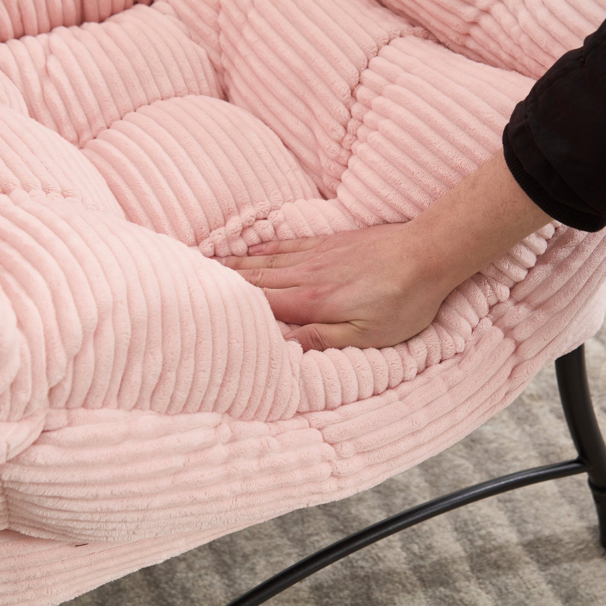 Lazy Chair with Ottoman, Modern Lounge Accent Chair with Armrests and a Side Pocket, Leisure Upholstered Sofa Chair Reading Chair with Footrest for Small Space, Corner Chair - Pink - 1st Choice Furniture Direct