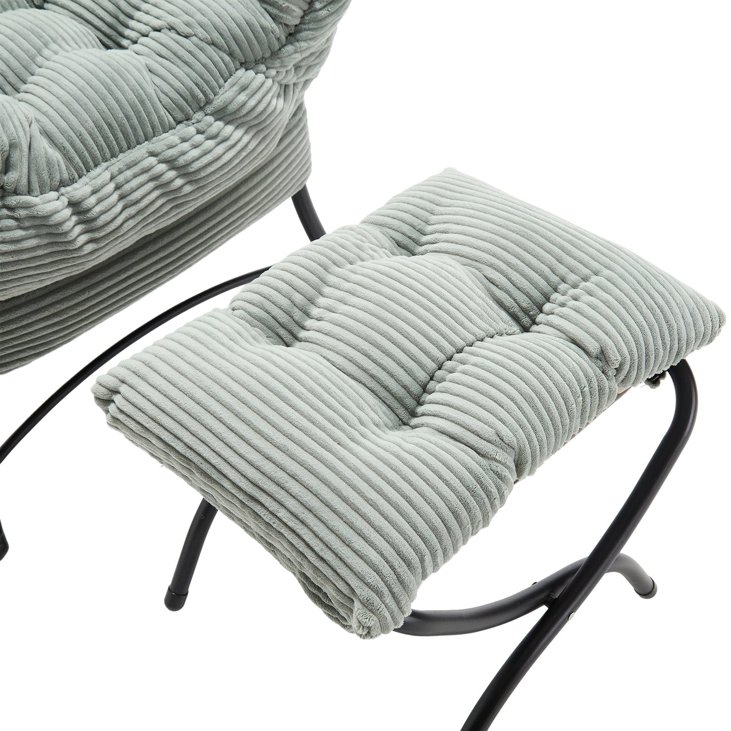 Lazy Chair with Ottoman, Modern Lounge Accent Chair with Armrests and a Side Pocket, Leisure Upholstered Sofa Chair Reading Chair with Footrest for Small Space, Corner Chair - Light green - 1st Choice Furniture Direct