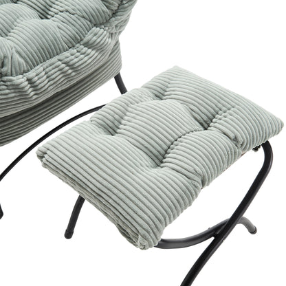 Lazy Chair with Ottoman, Modern Lounge Accent Chair with Armrests and a Side Pocket, Leisure Upholstered Sofa Chair Reading Chair with Footrest for Small Space, Corner Chair - Light green - 1st Choice Furniture Direct