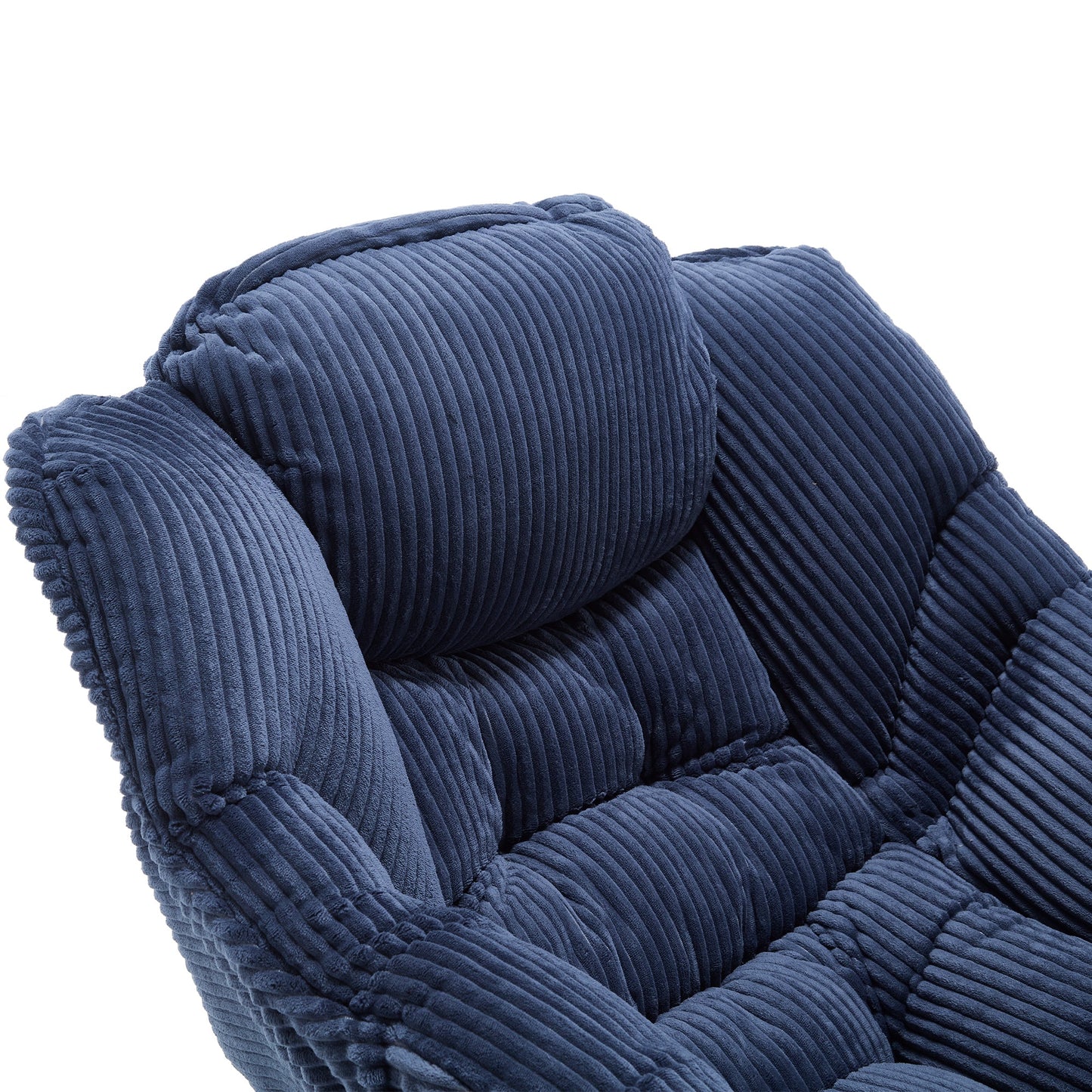 Lazy Chair with Ottoman, Modern Lounge Accent Chair with Armrests and a Side Pocket, Leisure Upholstered Sofa Chair Reading Chair with Footrest for Small Space, Corner Chair - Navy blue - 1st Choice Furniture Direct