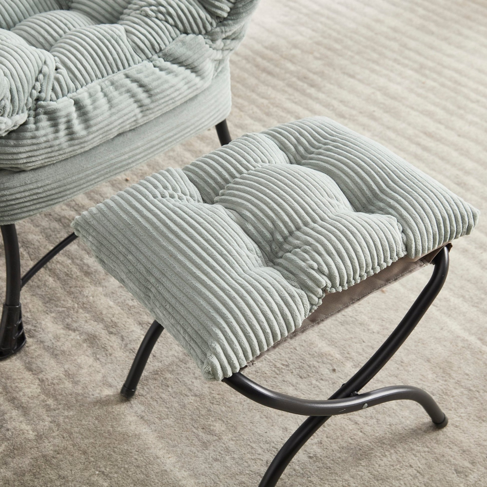 Lazy Chair with Ottoman, Modern Lounge Accent Chair with Armrests and a Side Pocket, Leisure Upholstered Sofa Chair Reading Chair with Footrest for Small Space, Corner Chair - Light green - 1st Choice Furniture Direct