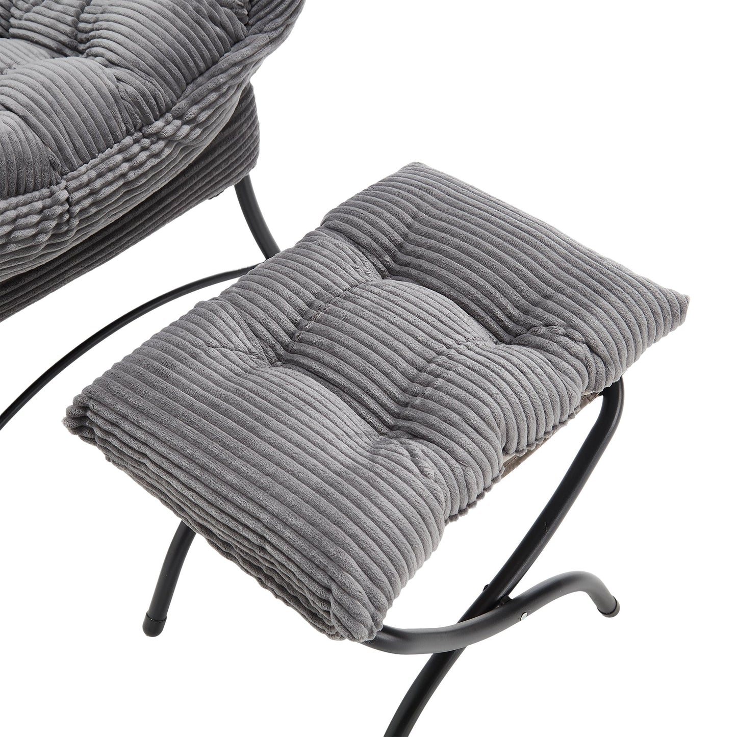 Lazy Chair with Ottoman, Modern Lounge Accent Chair with Armrests and a Side Pocket, Leisure Upholstered Sofa Chair Reading Chair with Footrest for Small Space, Corner Chair - Grey - 1st Choice Furniture Direct