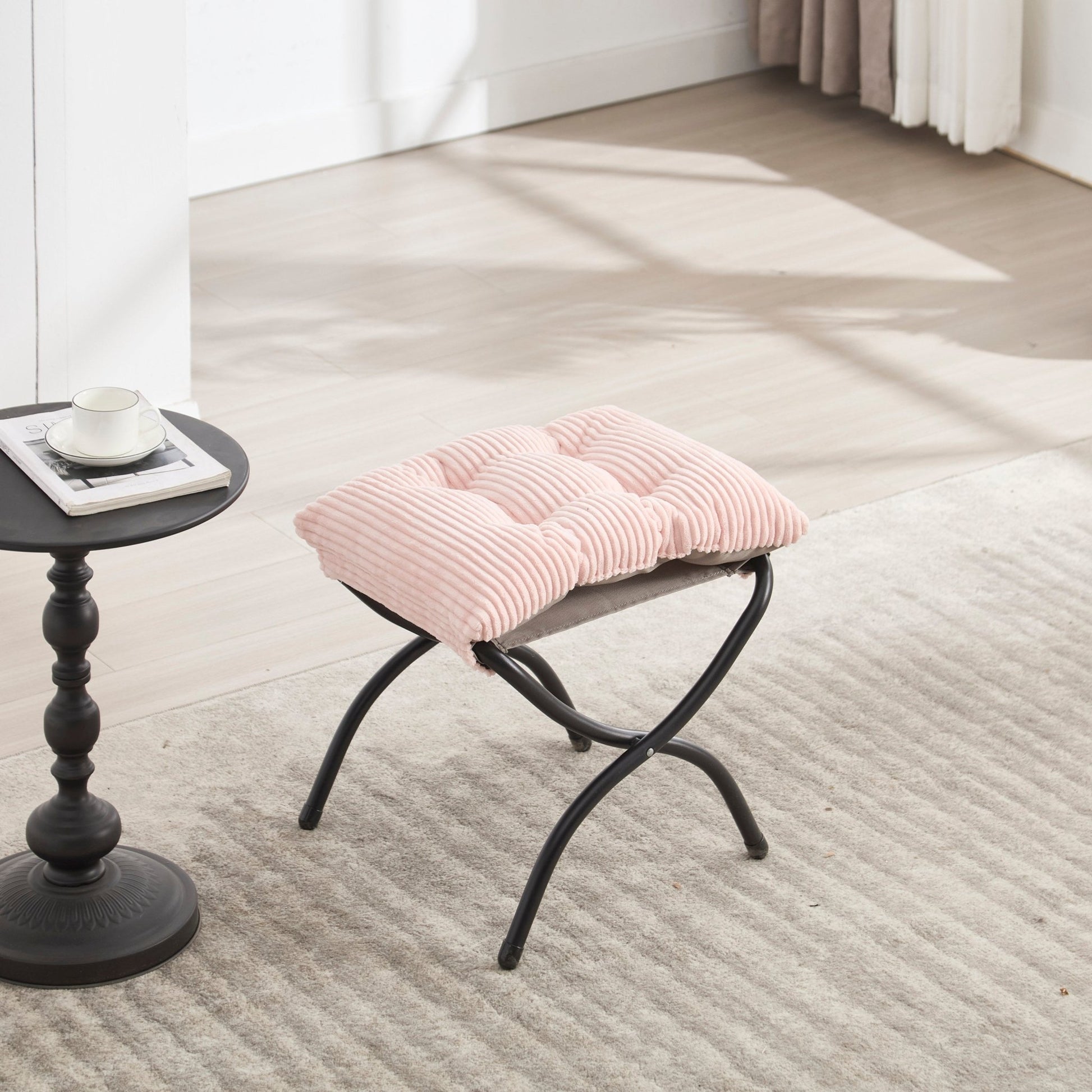 Lazy Chair with Ottoman, Modern Lounge Accent Chair with Armrests and a Side Pocket, Leisure Upholstered Sofa Chair Reading Chair with Footrest for Small Space, Corner Chair - Pink - 1st Choice Furniture Direct