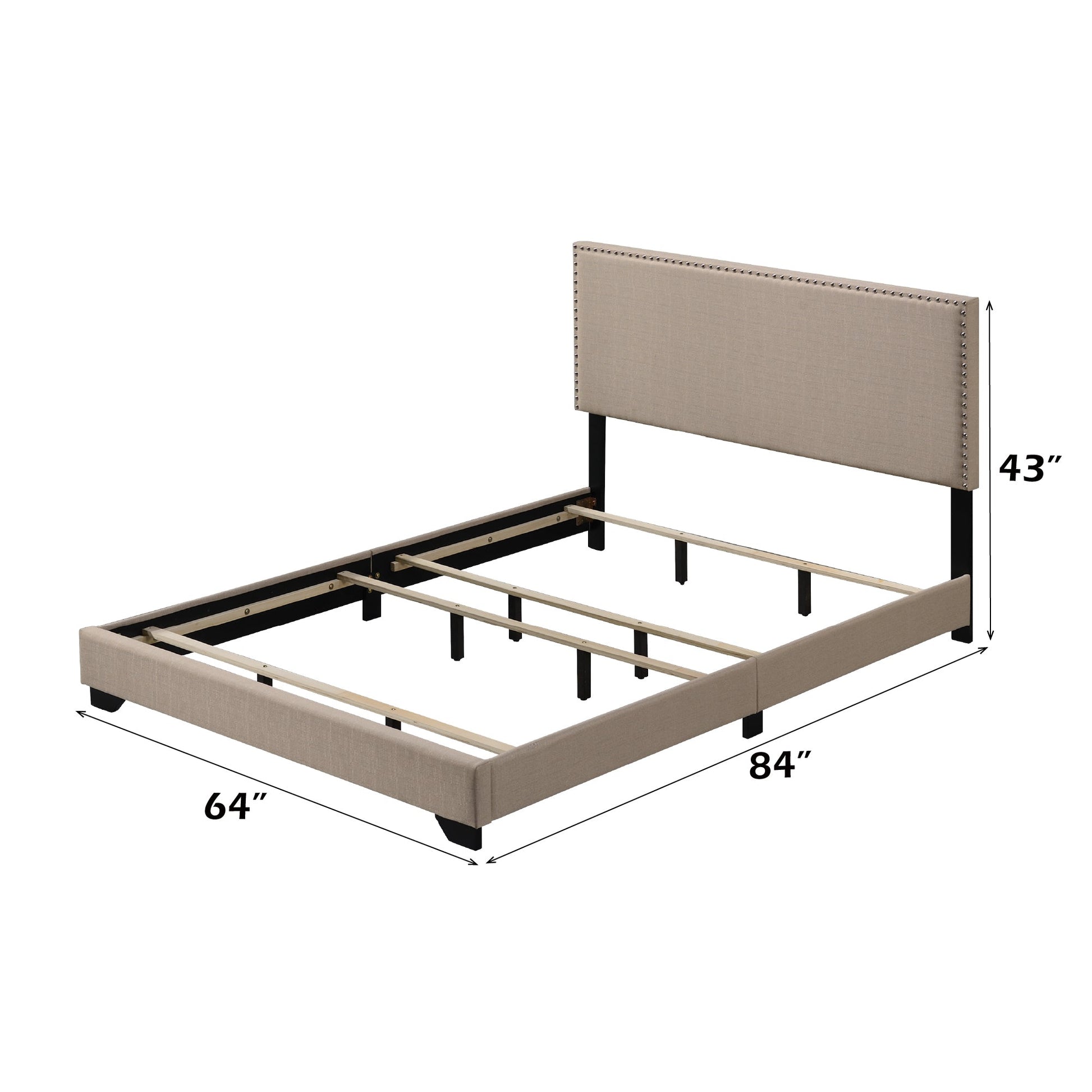 Leandros Beige Fabric Queen Bed - 1st Choice Furniture Direct