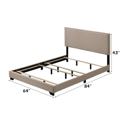 Leandros Beige Fabric Queen Bed - 1st Choice Furniture Direct