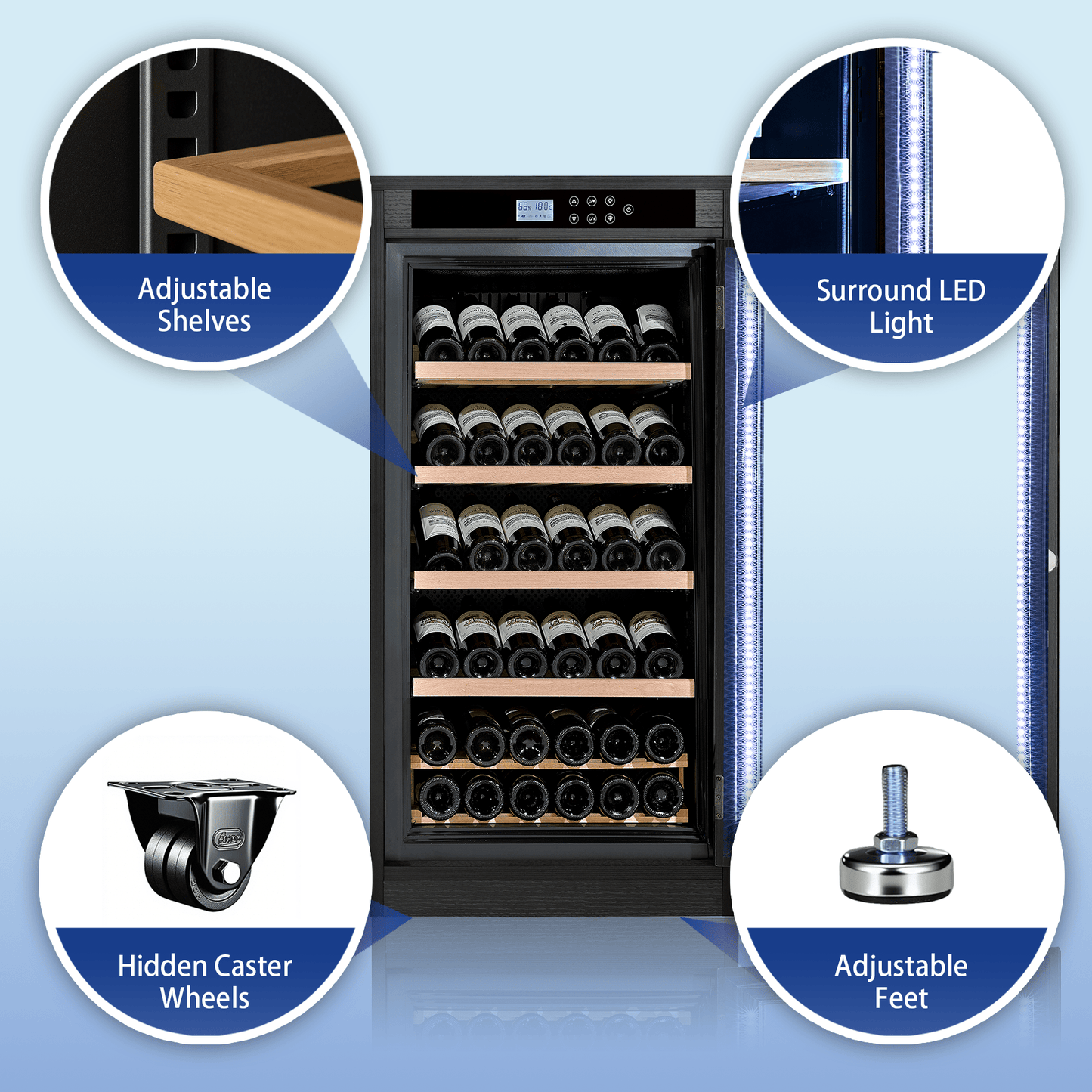 LED Touch Screen Display Constant Temperature Black Grape Wine Cooler - 1st Choice Furniture Direct