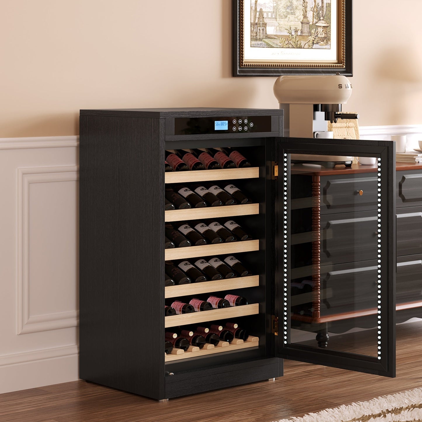 LED Touch Screen Display Constant Temperature Black Grape Wine Cooler - 1st Choice Furniture Direct