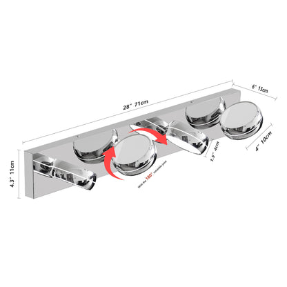 LED Vanity Lights 28in Bathroom Lights Fixtures over Mirror 4 Light LED Lighting Fixture for Bathroom 18W Mirror Lighting Fixture Modern Bath Light Bar Chrome Bath - 1st Choice Furniture Direct