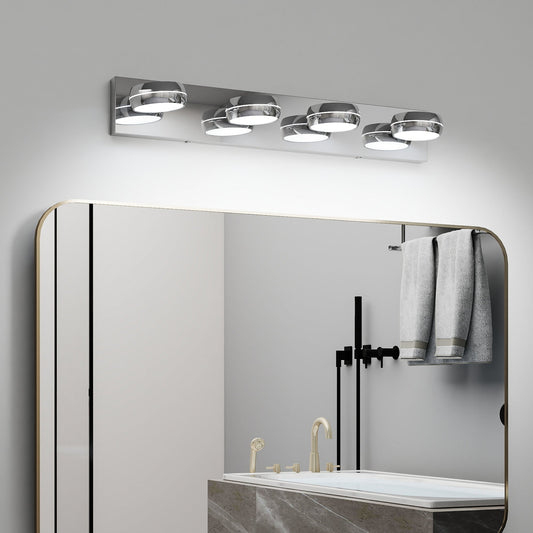 LED Vanity Lights 28in Bathroom Lights Fixtures over Mirror 4 Light LED Lighting Fixture for Bathroom 18W Mirror Lighting Fixture Modern Bath Light Bar Chrome Bath - 1st Choice Furniture Direct