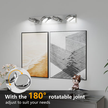 LED Vanity Lights 28in Bathroom Lights Fixtures over Mirror 4 Light LED Lighting Fixture for Bathroom 18W Mirror Lighting Fixture Modern Bath Light Bar Chrome Bath - 1st Choice Furniture Direct