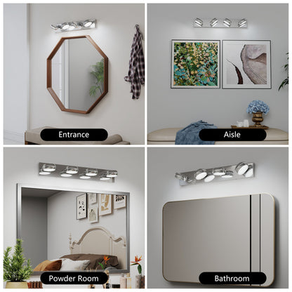 LED Vanity Lights 28in Bathroom Lights Fixtures over Mirror 4 Light LED Lighting Fixture for Bathroom 18W Mirror Lighting Fixture Modern Bath Light Bar Chrome Bath - 1st Choice Furniture Direct