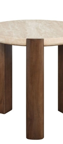 Leonardo Travertine Top & Dark Oak End Table - 1st Choice Furniture Direct