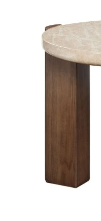 Leonardo Travertine Top & Dark Oak End Table - 1st Choice Furniture Direct
