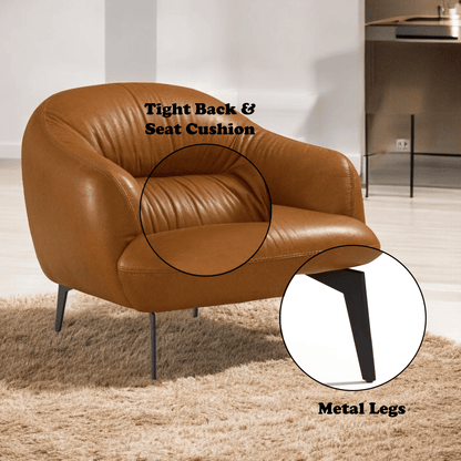 Leonia Cognac Leather Chair - 1st Choice Furniture Direct