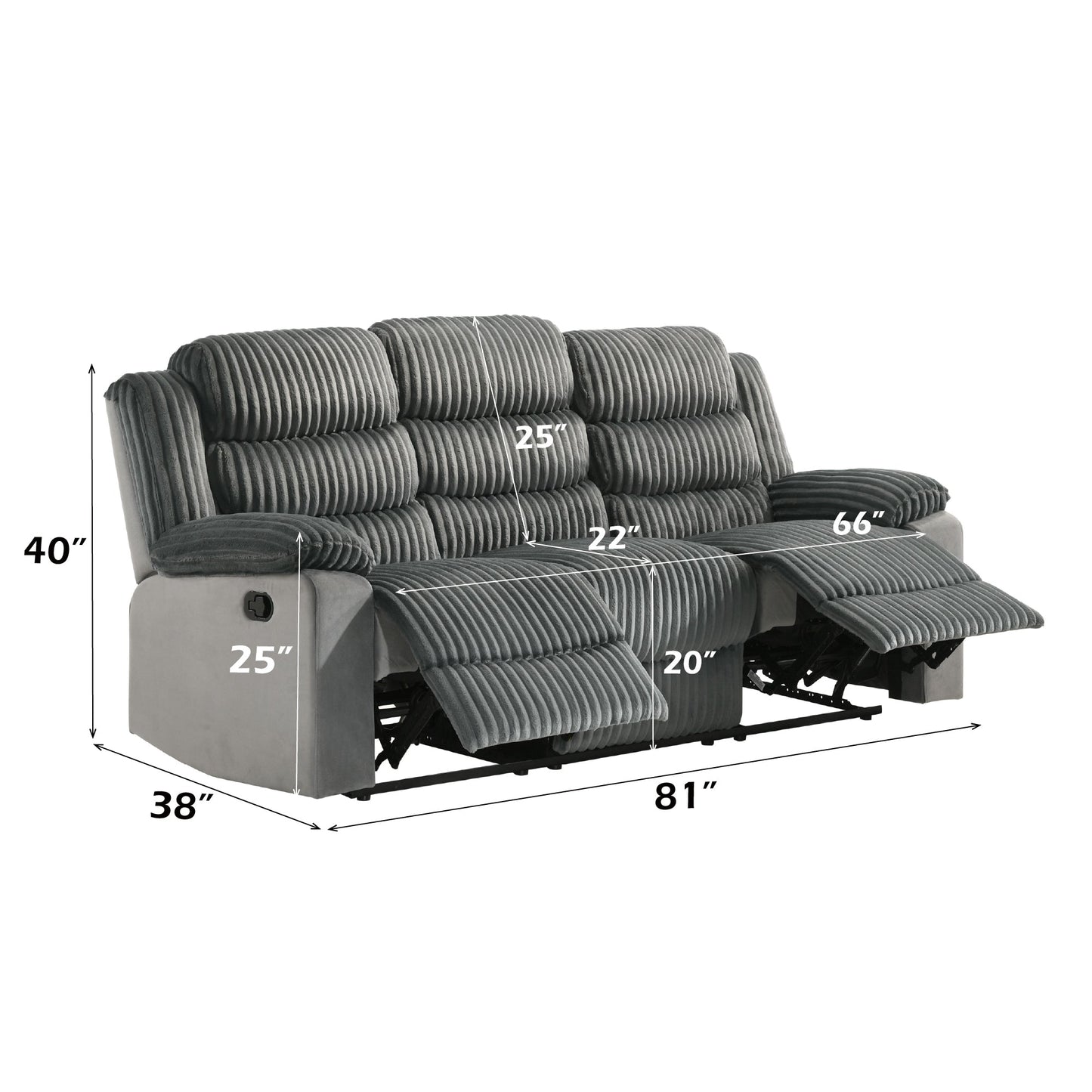 Lesley Gray Corduroy & Velvet Motion Sofa - 1st Choice Furniture Direct