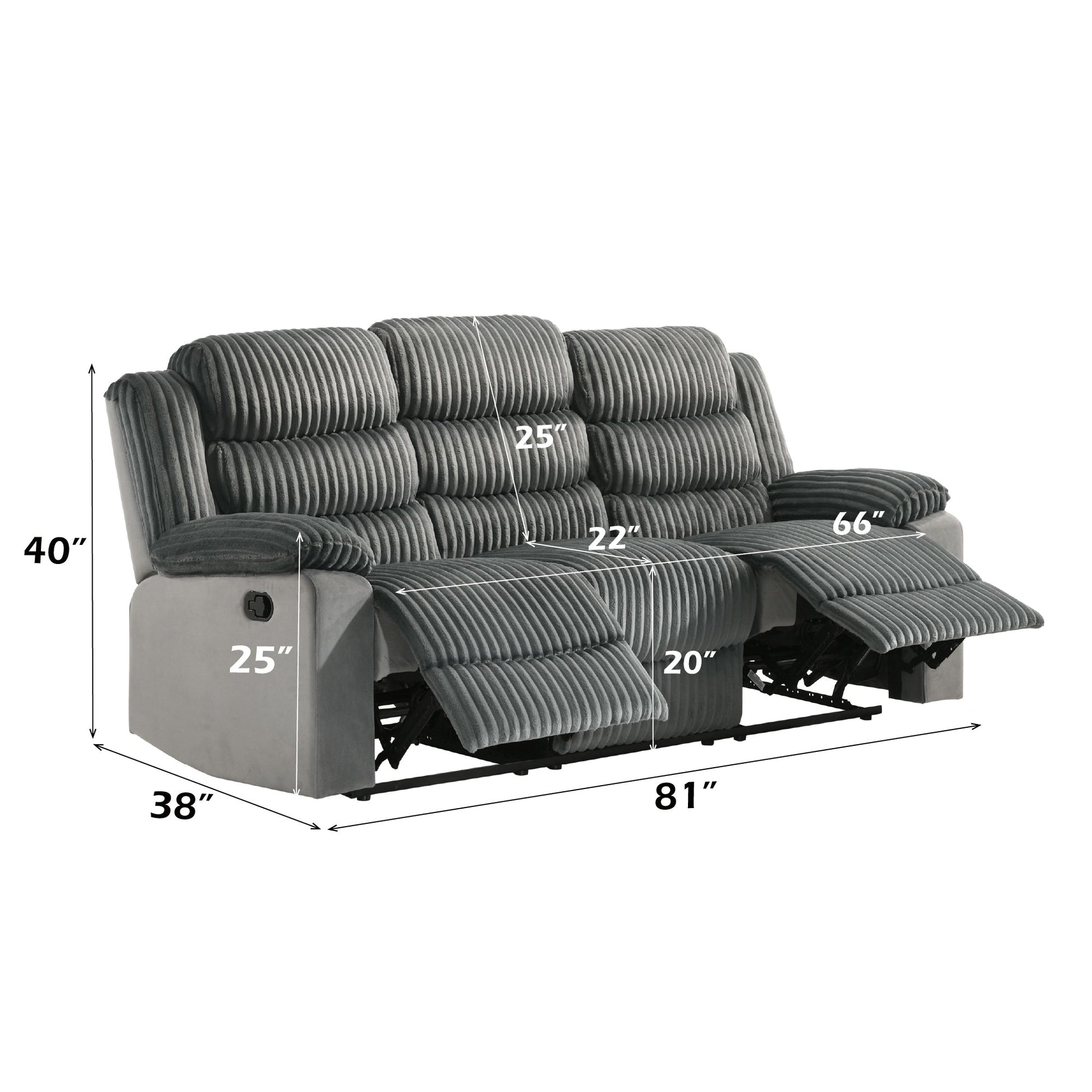 Lesley Gray Corduroy & Velvet Motion Sofa - 1st Choice Furniture Direct