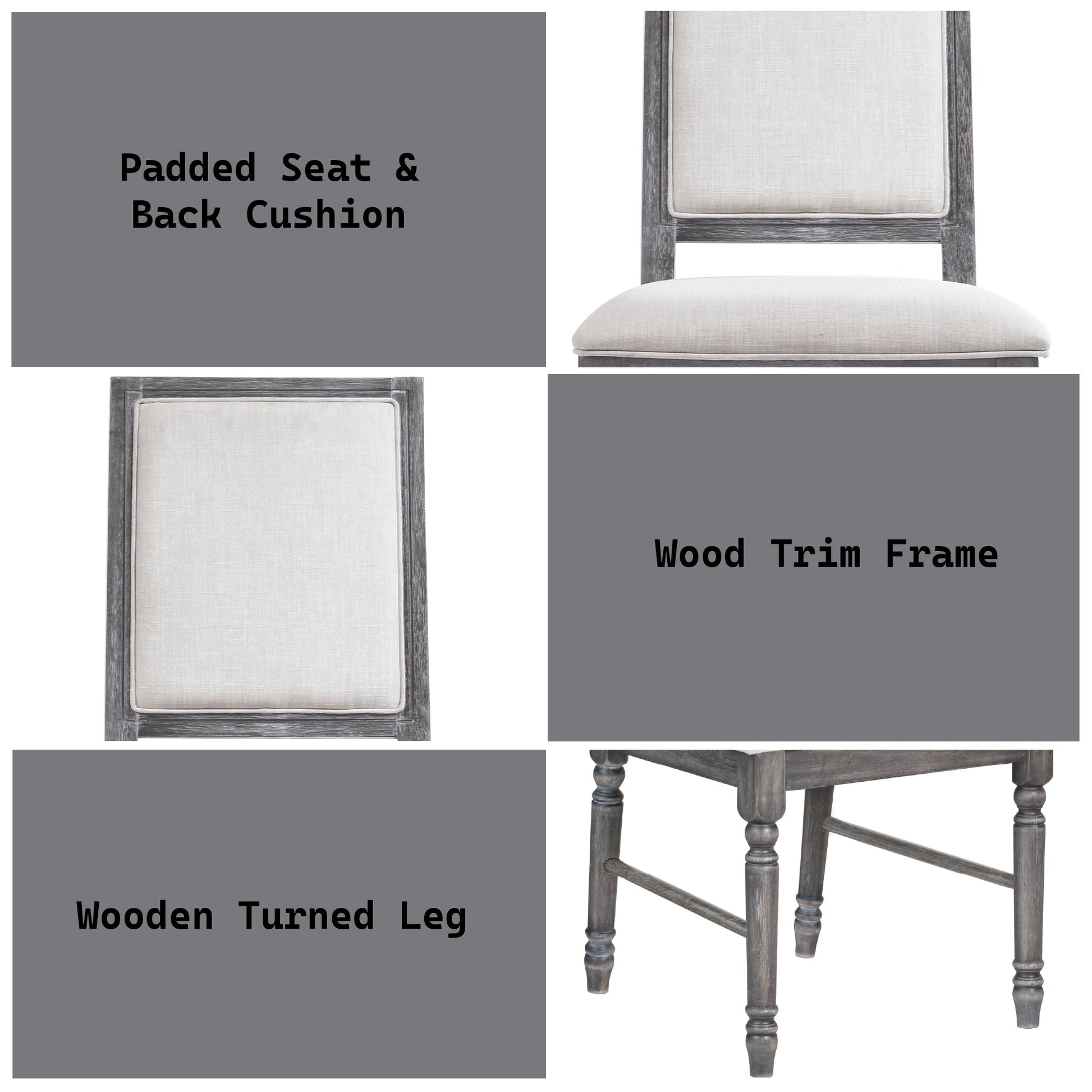 Leventis Cream Linen & Weathered Gray Finish Side Chair (Set of 2) - 1st Choice Furniture Direct