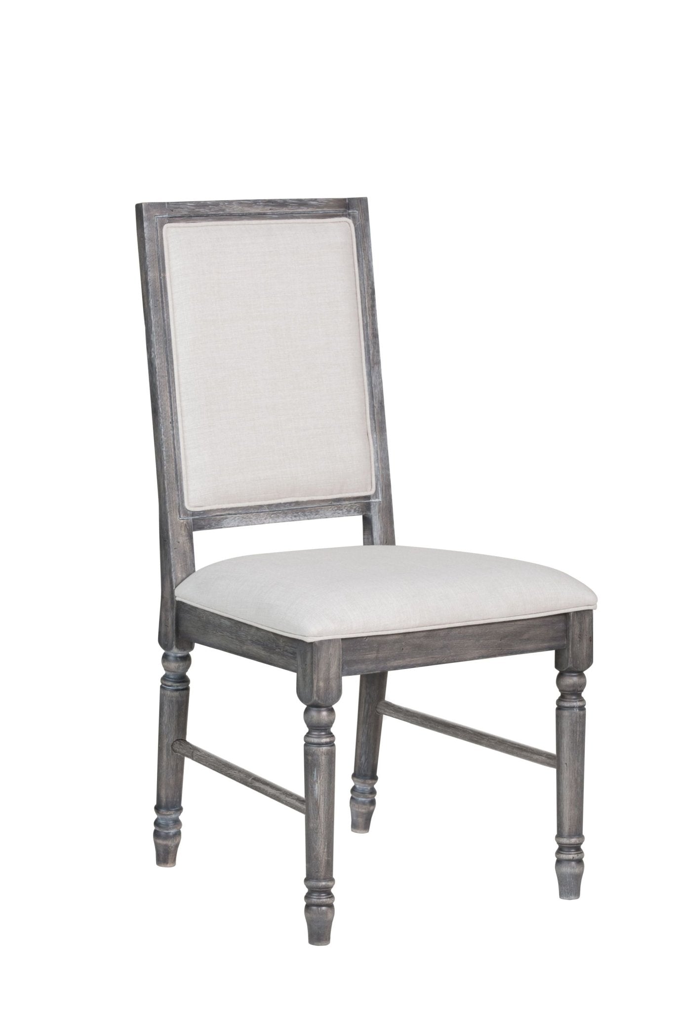 Leventis Cream Linen & Weathered Gray Finish Side Chair (Set of 2) - 1st Choice Furniture Direct