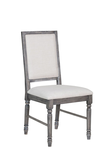 Leventis Cream Linen & Weathered Gray Finish Side Chair (Set of 2) - 1st Choice Furniture Direct