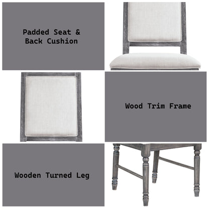 Leventis Cream Linen & Weathered Gray Finish Side Chair (Set of 2) - 1st Choice Furniture Direct