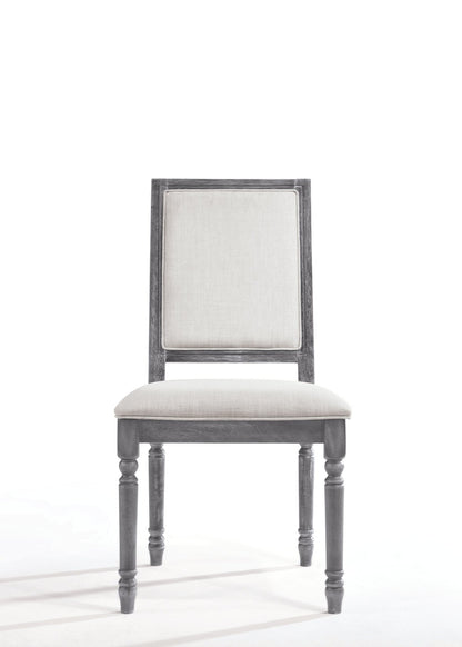 Leventis Cream Linen & Weathered Gray Finish Side Chair (Set of 2) - 1st Choice Furniture Direct
