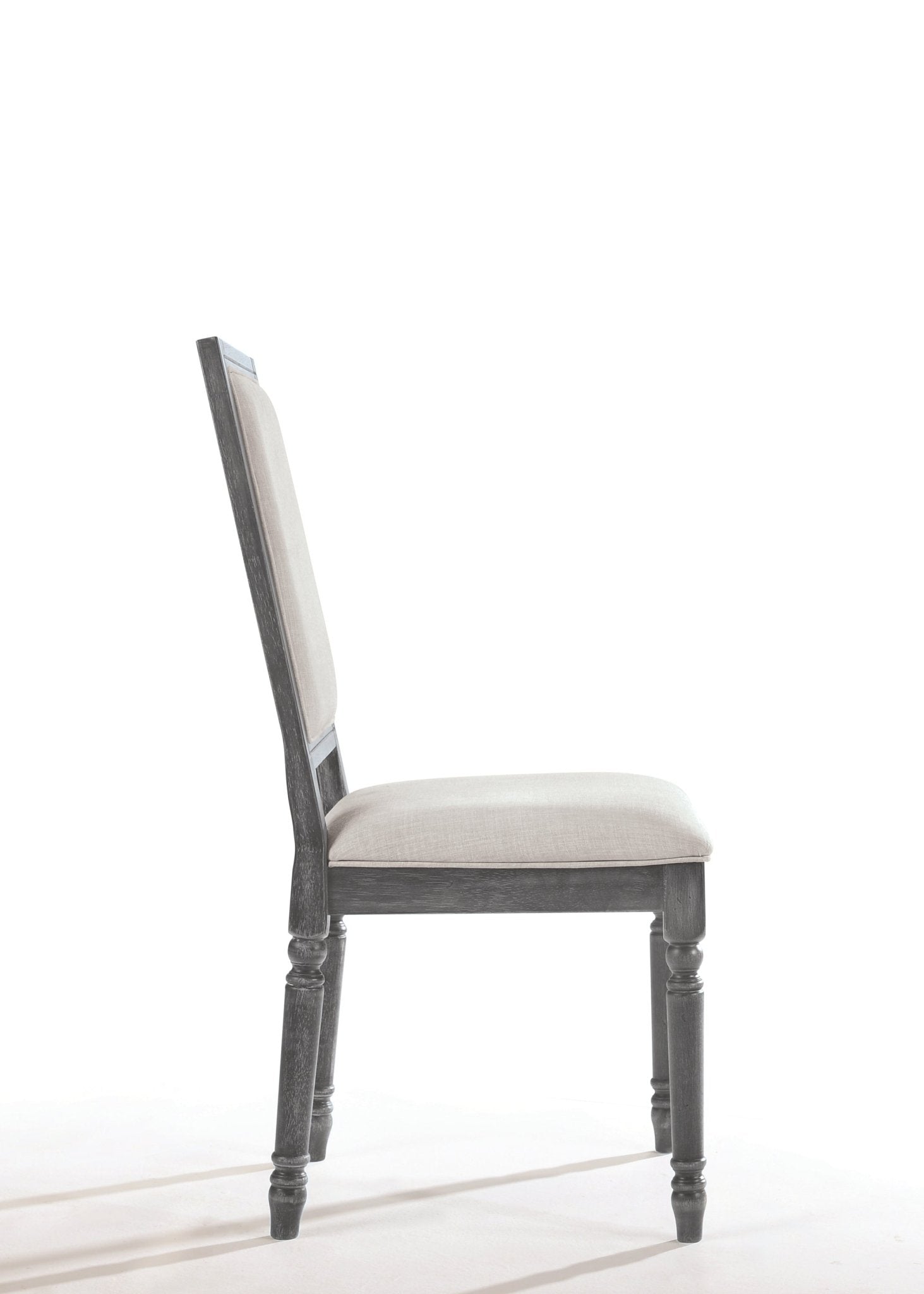 Leventis Cream Linen & Weathered Gray Finish Side Chair (Set of 2) - 1st Choice Furniture Direct