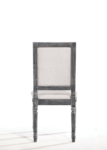 Leventis Cream Linen & Weathered Gray Finish Side Chair (Set of 2) - 1st Choice Furniture Direct