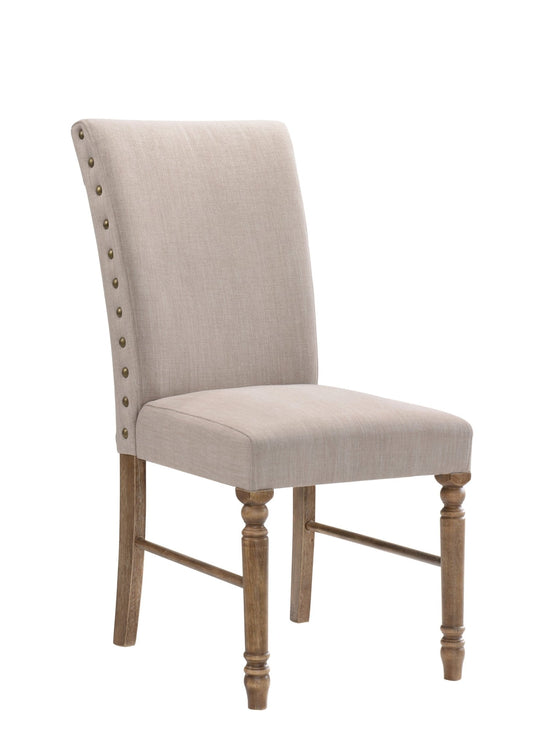 Leventis Cream Linen & Weathered Oak Finish Side Chair (Set of 2) - 1st Choice Furniture Direct