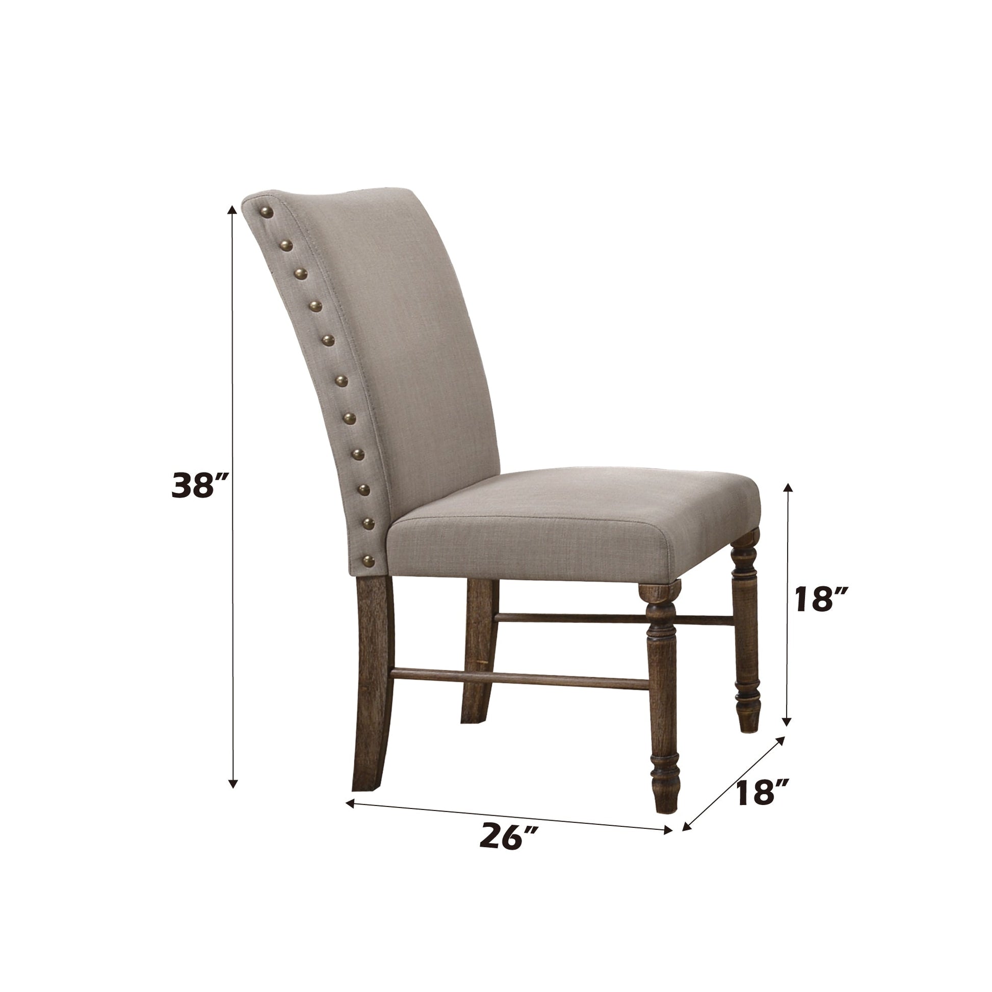 Leventis Cream Linen & Weathered Oak Finish Side Chair (Set of 2) - 1st Choice Furniture Direct