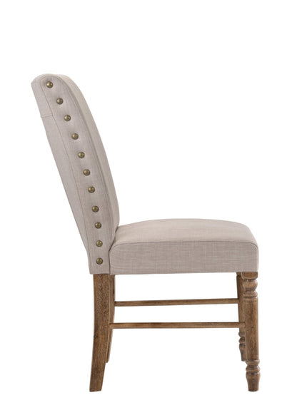 Leventis Cream Linen & Weathered Oak Finish Side Chair (Set of 2) - 1st Choice Furniture Direct