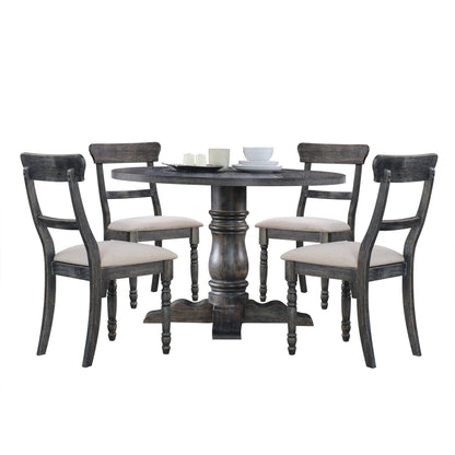 Leventis Light Brown Linen & Weathered Gray Finish Side Chair (Set-2) - 1st Choice Furniture Direct