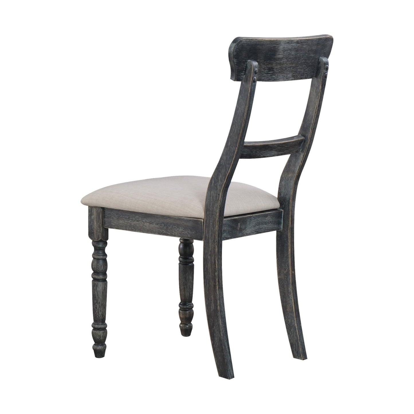 Leventis Light Brown Linen & Weathered Gray Finish Side Chair (Set-2) - 1st Choice Furniture Direct