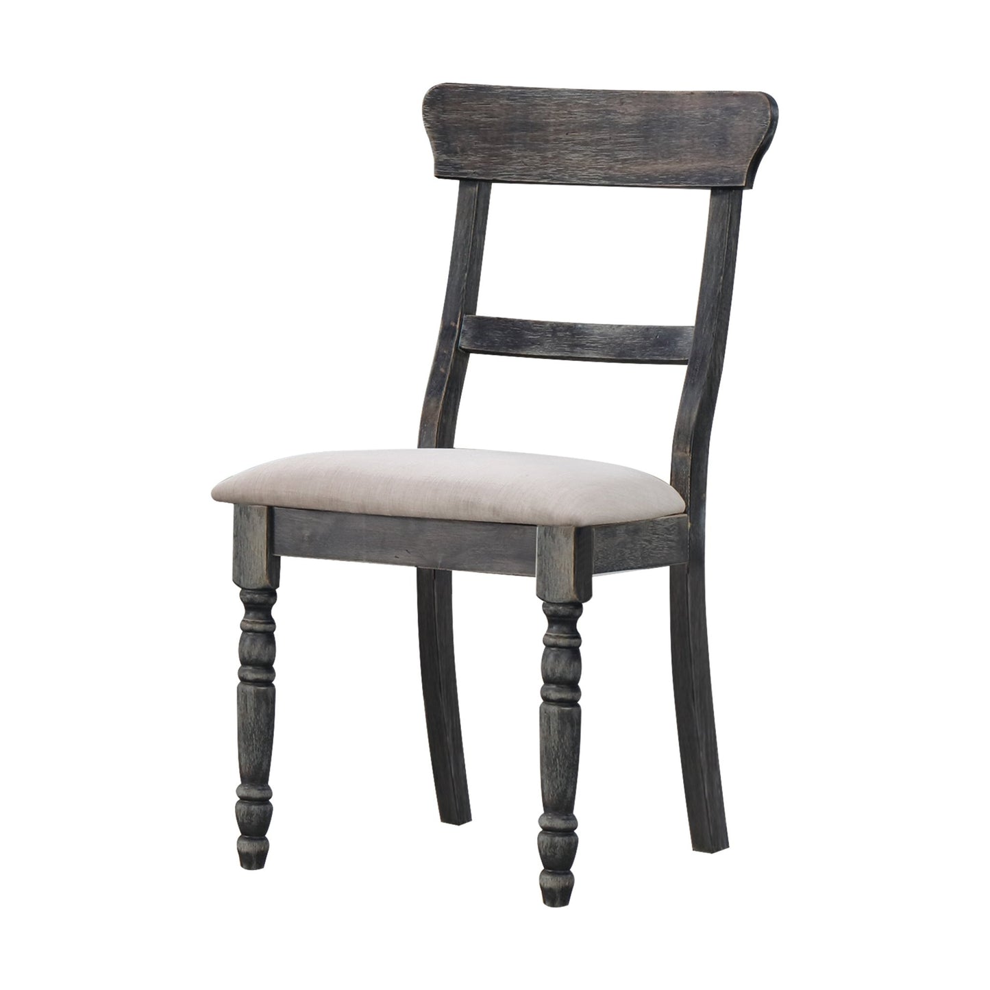 Leventis Light Brown Linen & Weathered Gray Finish Side Chair (Set-2) - 1st Choice Furniture Direct